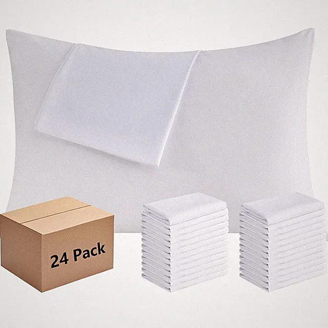 24 Pack White Standard Pillowcases - Bulk Microfiber Covers