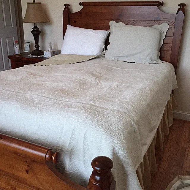 3PC Colchas Domingas Matelasse Portugal M/L Bedspread Coverlet +2 Shams Green