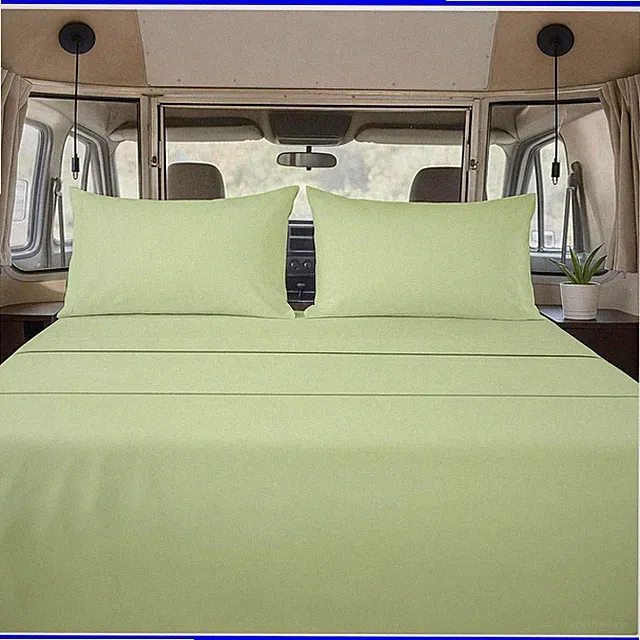 4 Piece RV Short Queen Sheet Set - Sage, Fits 60x75 Mattresses with 15 Inch D...