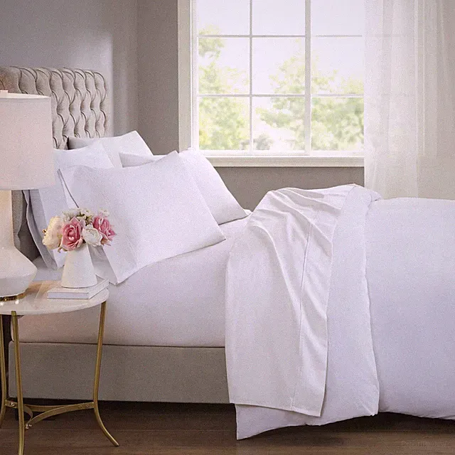 600 TC Cooling Cotton Blend Solid Sheet 16 Inch Deep Pocket , All Season, Sof...