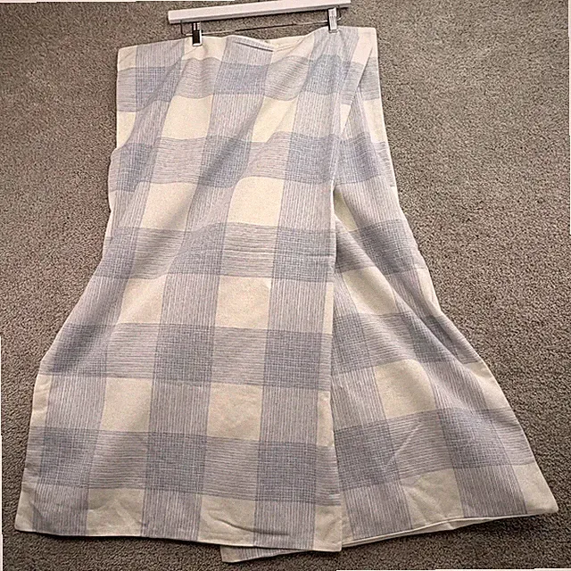 Bee & Willow King Size Pillow Shams Pair Gray White Plaid 50x91cm Cotton Blend