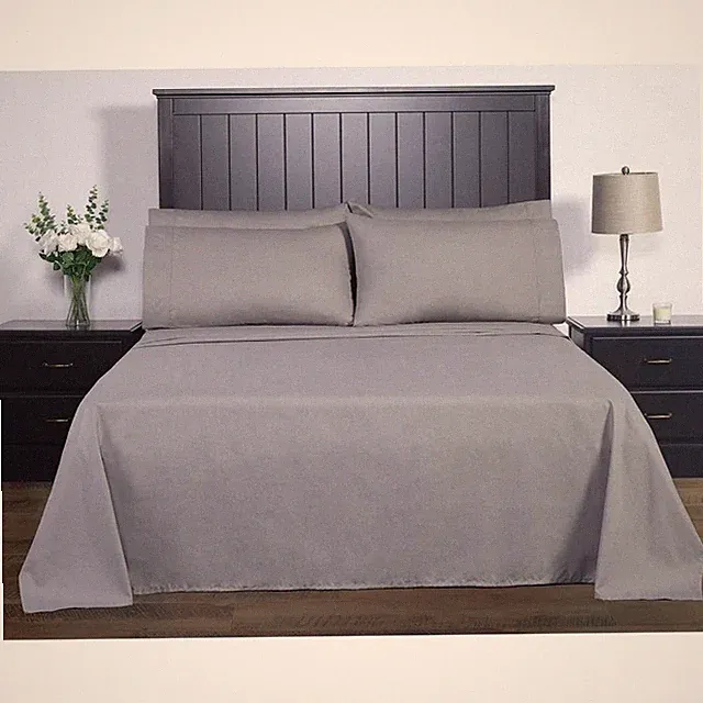 Charisma Queen 6 Piece Sheet Set 100% Polyester Microfiber, Grey Herringbone