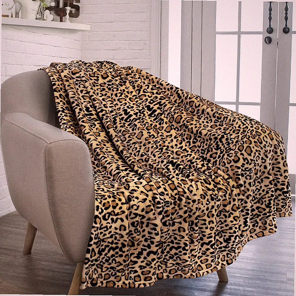 Cheetah Print Fleece Throw Blanket Leopard Animal Soft Microfiber for Sofa Couch