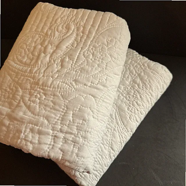 Cynthia Rowley King Pillow Shams Cases Pair 2 White Quilted Cotton Blend 37x21
