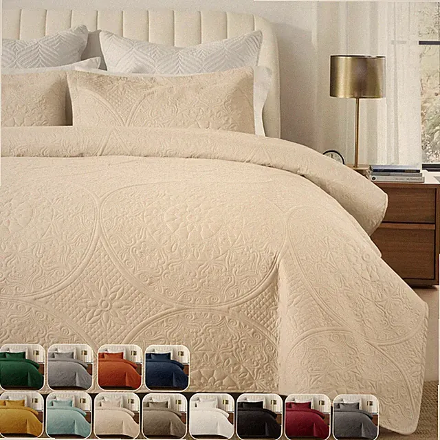 Floral Bedspread Bedding Set 3 Piece Coverlet Lightweight Size Throw Queen King