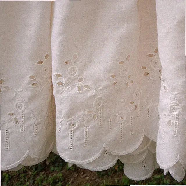 Floral Eyelet Bed Skirt 2 Piece King Size White 11" Drop Shabby Chic Cottage