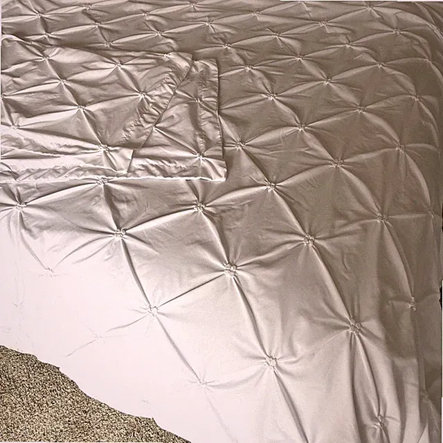 Great Bay Company Full/Queen Duvet Cover 2 Shams White Pintuck Teen Dorm College
