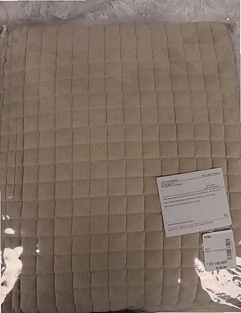 NIP JCPENNEY HOME COLLECTION BONE COLOR SUEDE BLOCKS FULL/QUEEN SIZE COVERLET