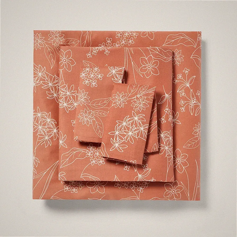 Queen Easy Care Cotton Blend Sateen Sheet Set Rust Floral - Room