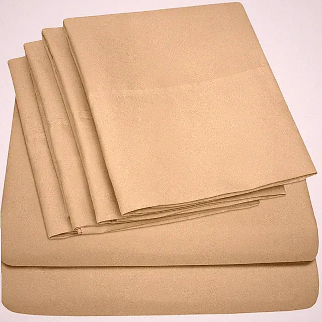 RV Bedding 6 Piece Sheet Set Deep Pocket Short Queen Camel Microfiber