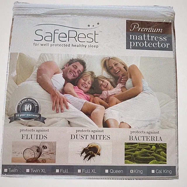 SafeRest Premium King Mattress Protector Waterproof Hypoallergenic Cotton Terry