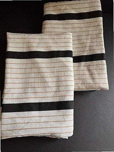 Threshold 2 Standard Pillow Shams Navy Tan Stripe Nautical Cotton Poly Blend