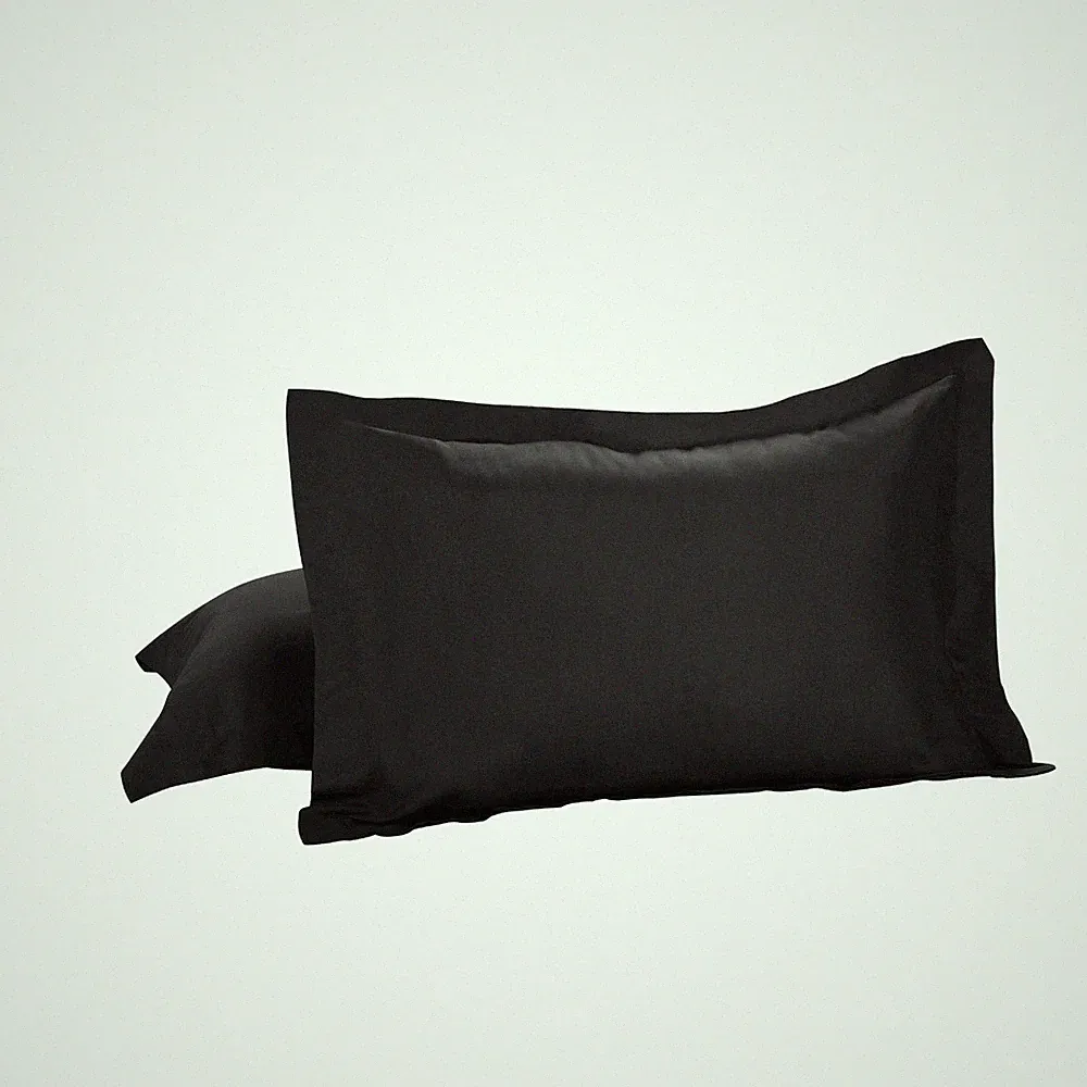 Today’s Home Tailored Bed Pillow Shams Cotton Blend Design Standard Black 2-Pack