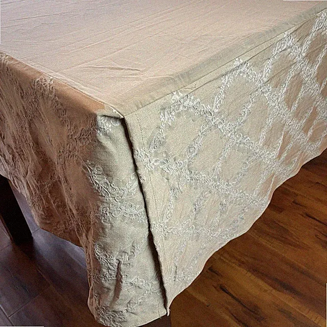 Victoria Classics Bedskirt Dust Ruffle Queen Beige Trellis 15" Drop Split Corner