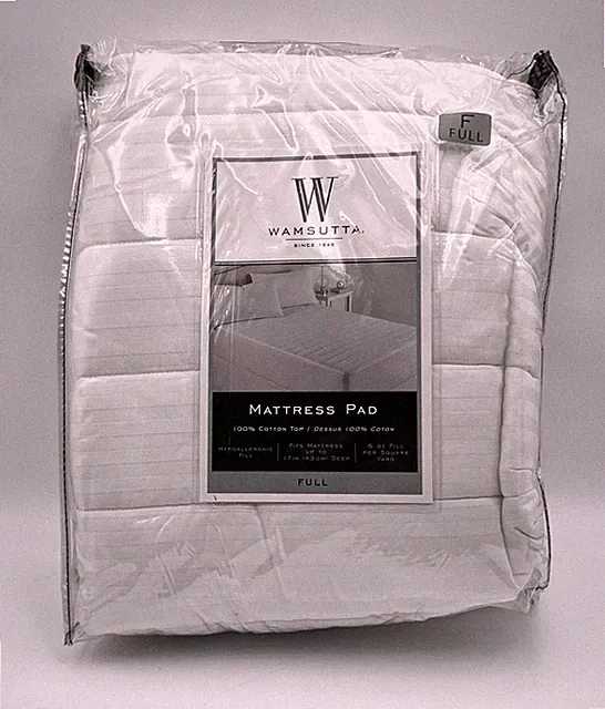 Wamsutta 100% Cotton Top Hypoallergenic Fill Full Mattress Pad White